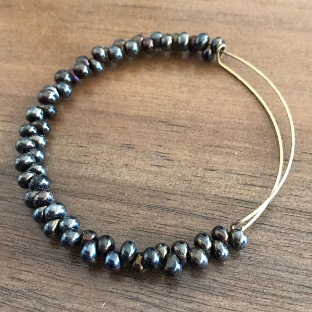 Alex + Ani Metallic Brown Bead + Gold Bracelet